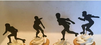 

glitter Roller Derby Silhouette Cupcake Toppers Party Picks bridal shower wedding engagement birthday toothpicks decor
