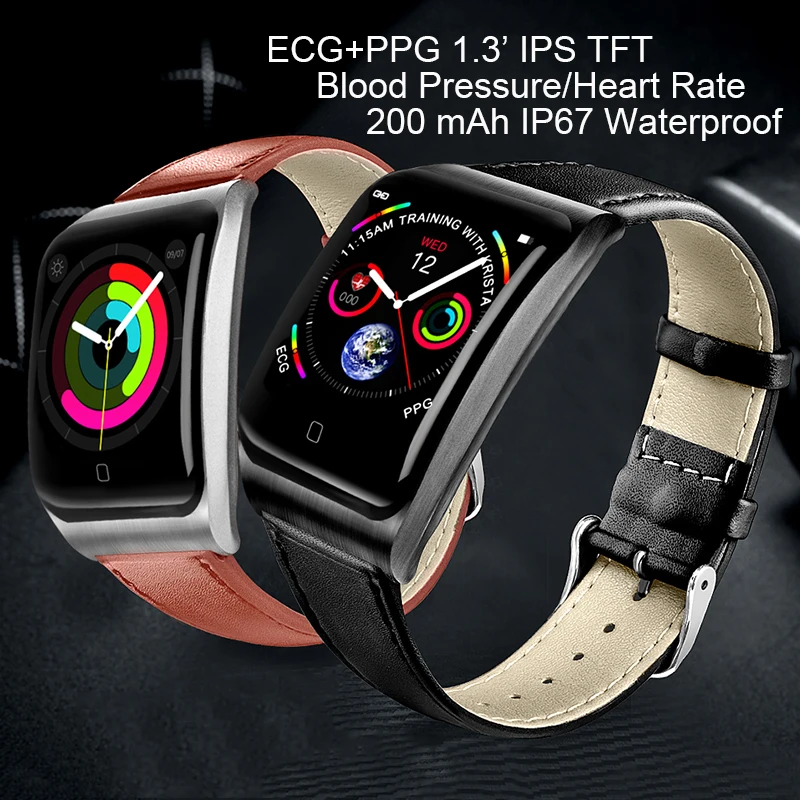 2019 blood pressure wrist band heart rate monitor PPG ECG smart