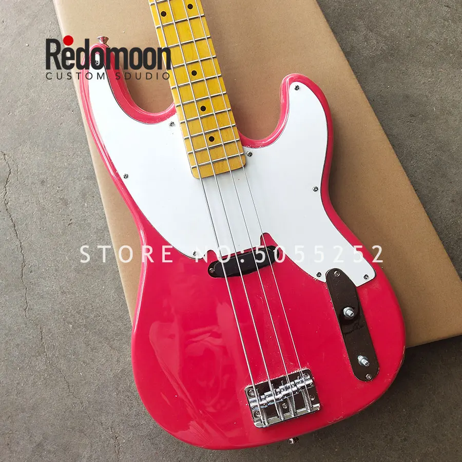 

Factory custom 4 strings TELE bass maple fretboard electric bass guitar red color musical instrument shop