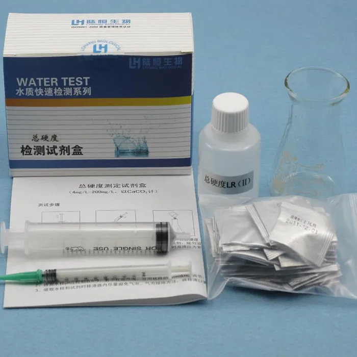The total water hardness determination of calcium and magnesium ions