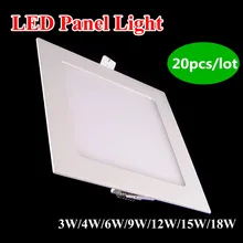 20 штук 3 Вт 4 Вт 6 Вт 9 Вт 12 Вт 15 Вт 18 Вт светодиодные панели потолочные встраиваемые квадратный огни Теплый Холодный белый painel света плафон лампы AC85-265V