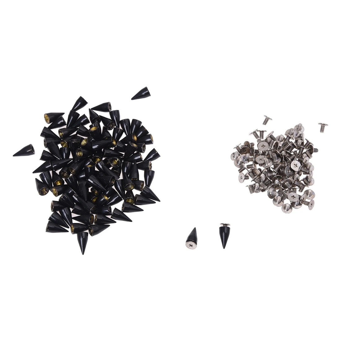 

100 x 14 mm Studs Screw Rivets Pointed Gothic Black