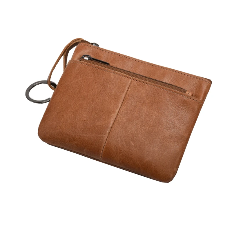 Кожаный мини-кошелек унисекс, короткий кожаный бумажник на молнии для водительских прав, держатель для кредитных карт и монет