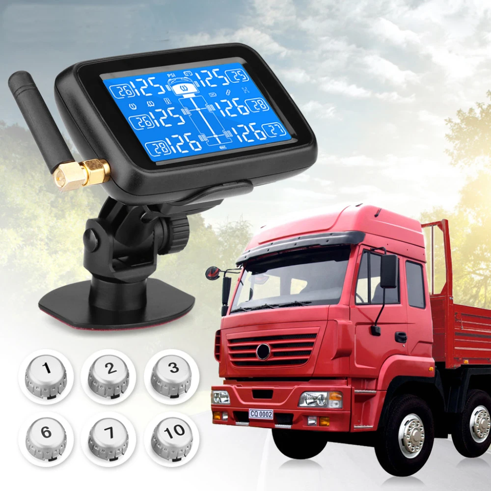 

U901 Auto Truck TPMS with 6 External Sensors Car Wireless Tire Pressure Monitoring System Replaceable Battery LCD Display