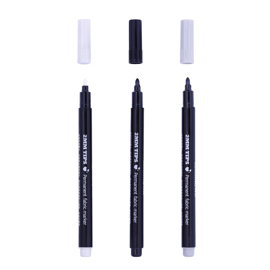 3Pcs/Set 2mm Fabric And T-Shirt Liner Permanent Fabric Maker Pens for Name Tags Label Garments Bag Textile Paint DIY