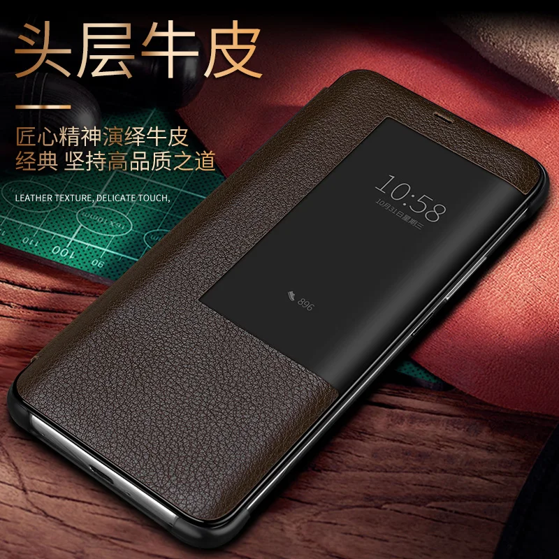 

Lichee Pattern Genuine Leather Smart Case for Huawei Mate 20 Mate 20 Pro Real Leather Flip Case Cover