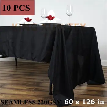 

10pcs Seamless Black White Poly Tablecloth Rectangle Tablecloth Cover For Wedding Event Decoration