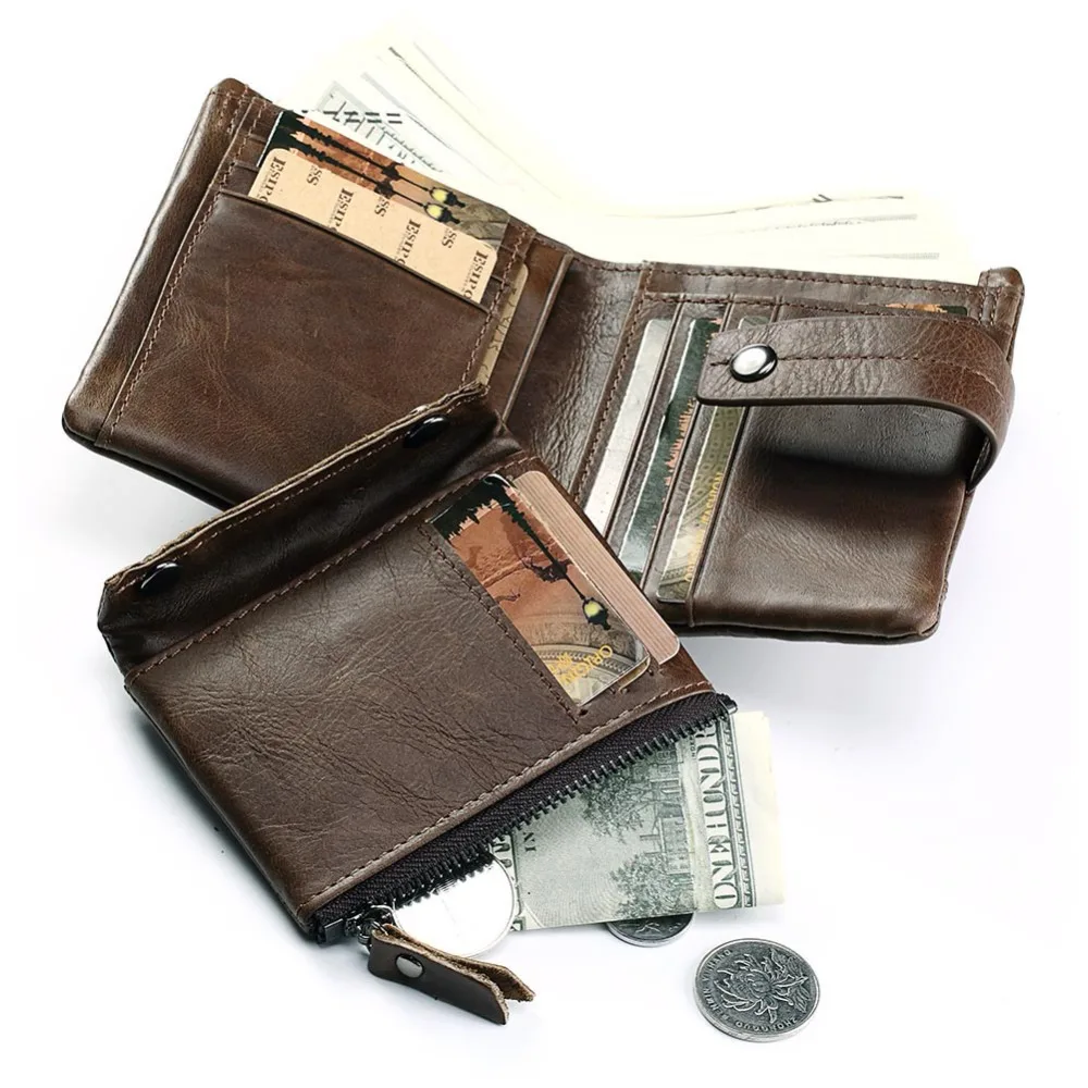 Кошелек KAVIS из натуральной кожи, мужской кошелек для монет, мужской портфель Cuzdan, мужской кошелек, маленький мини Rfid кошелек с карманом, модный мужской кошелек