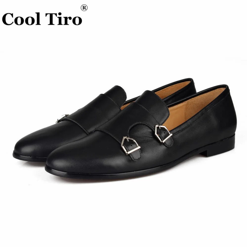 Black Genuine Leather Double-Monk Loafers (3)