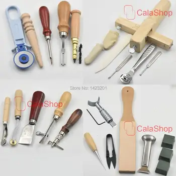 

1 Set / Lot 22 style Bonefolder Awl Punch Groover Wheels Knife Edger Cutting Felting Skiving