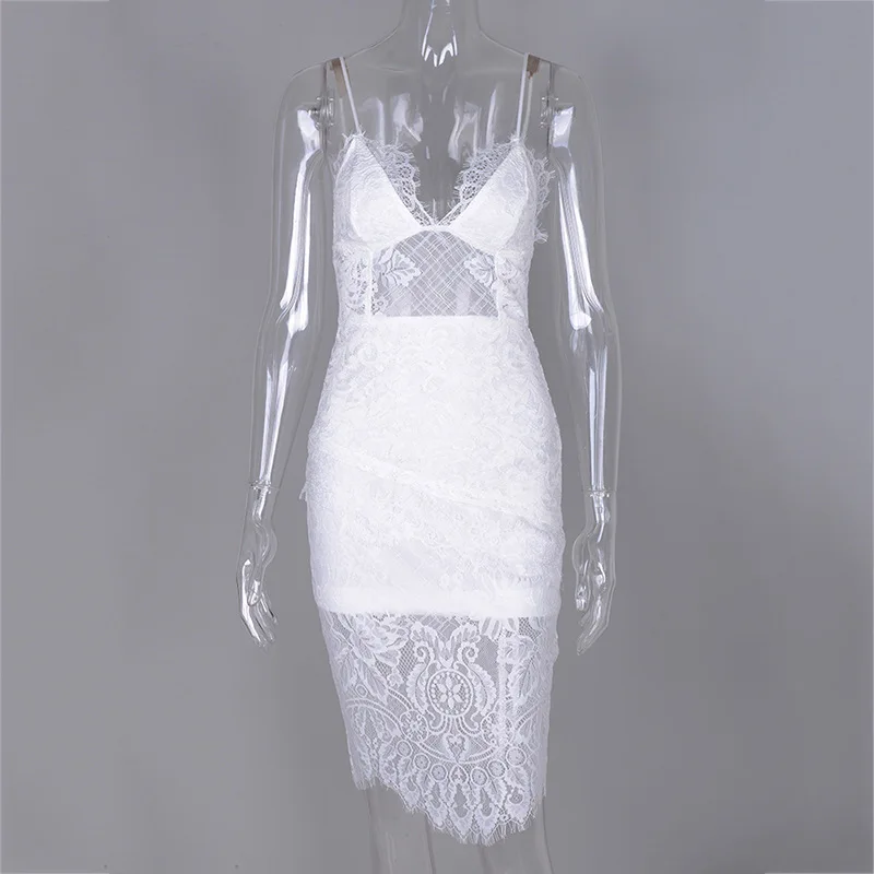 DRESSMECB кружевное сексуальное платье 2019 на бретельках с открытой спиной Платье