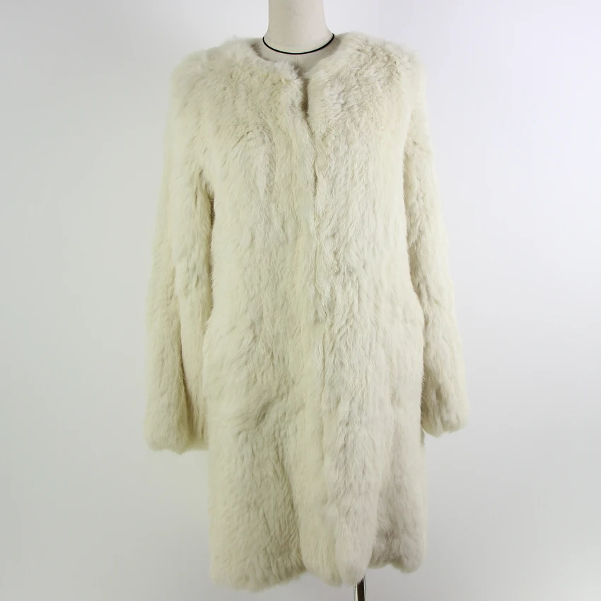 Knitted Real Fur Coat For Women 2018 Winter Loose Russia Womens Rabbit Natural Fur Jackets Fashion Genuine Fur With long Sleeve