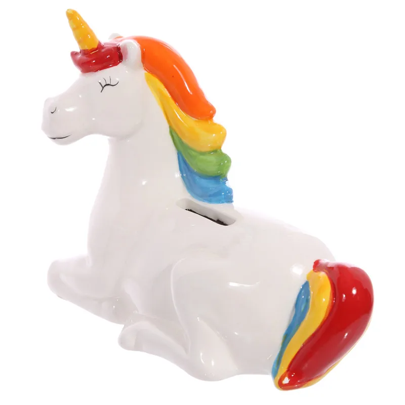 

1Piece Personalized Unicorn Coin Bank Ceramic Piggy Bank Unicorn Cartoon Nurasery Decor Fatansy Saving Money Boxes For Children