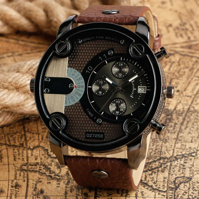 

Masculino Relojes 2018 New OULM Watch Men Quartz Sports Leather Strap Watches Fashion Male Military Wristwatch Fashion Saati