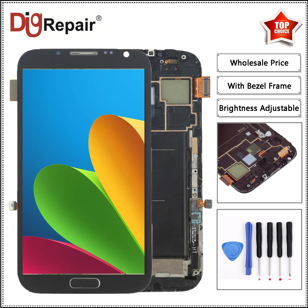 n7100 screen Black For Samsung Galaxy Note 2 N7100 LCD Display