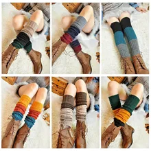 1 шт., розничная, модные разноцветные вязаные гетры в полоску, женские носки для обуви, женские гетры, женские гетры