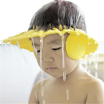 

Hot Sale Children Waterproof Cap Safe Baby Shower Cap Kids Bath Visor Hat Adjustable Baby Shower Cap Protect Eyes Hair