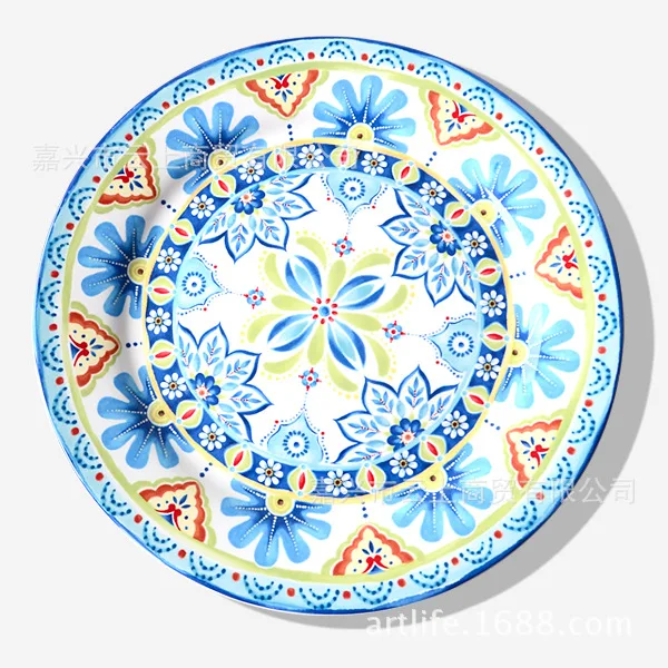 

Tableware household dish plate pasta steak Ceramic market creative West plate decoration plate hanging plate 9 inch