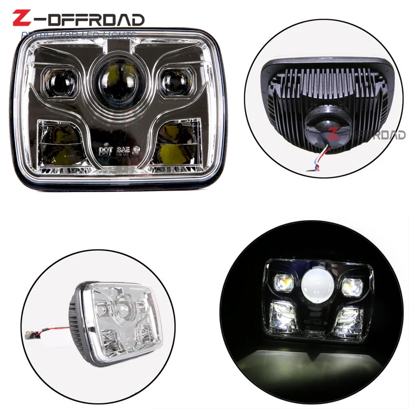 5x7 chrome offroad plug and play Square LED Headlight Reflector Sealed