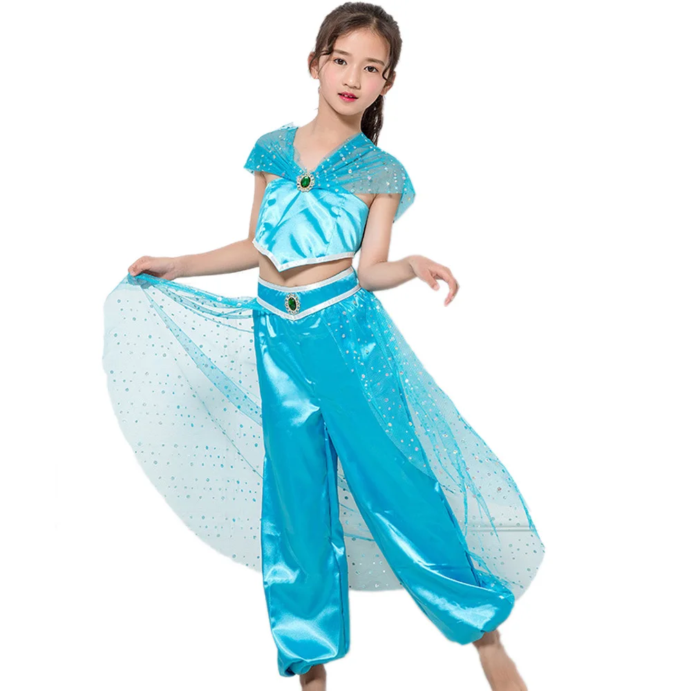 

Jasmine Princess Dance Dress For Children Kids 2019 Summer Girls Cosplay Costume Full Sets Christmas Party Role Playing Wear