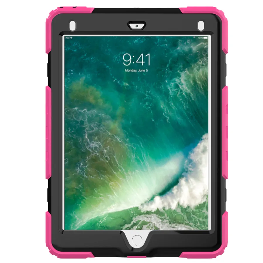 Чехол для нового iPad 9,7 для iPad air 1 2 дети Безопасный противоударный сверхмощный Силикон+ PC Kickstand чехол+ плечевой ремень