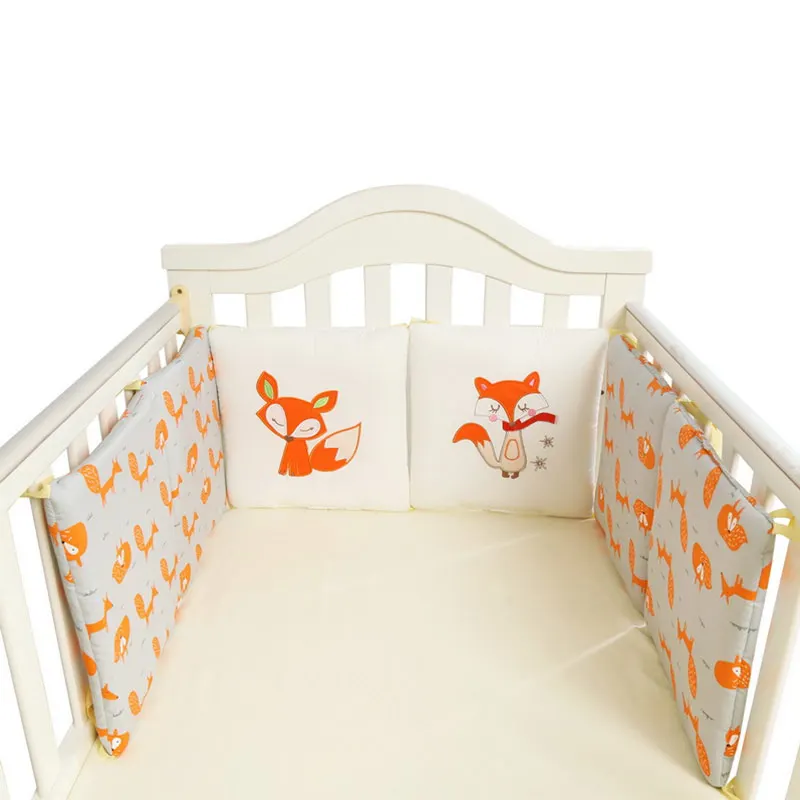 6 шт. Детская кровать бампер удобный хлопок мультфильм младенческой бамперы кроватки вокруг подушки защита для кроватки Набор подушек постельные принадлежности - Цвет: Little Fox