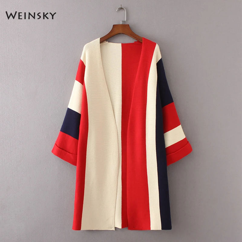 Weinsky طويلة النساء البلوزات و بالأزرار محبوك كامل الأكمام البلوزات أنثى المفتوحة غرزة عارضة نمط الكورية السيدات سترة