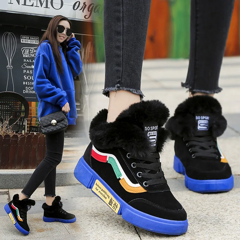 Women Casual Shoes High Top Boots Winter Woman Shoes Fashion Brand Sneakers Vulcanize Shoes Outdoor Warm Lace-Up Walking Shoes