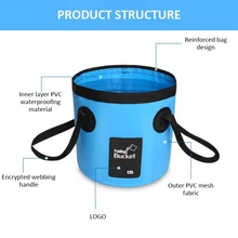 12L Multifunctional Collapsible Folding Fishing Bucket Outdoor Waterproof Water Storage Container Bucket For Camping Hiking Trav