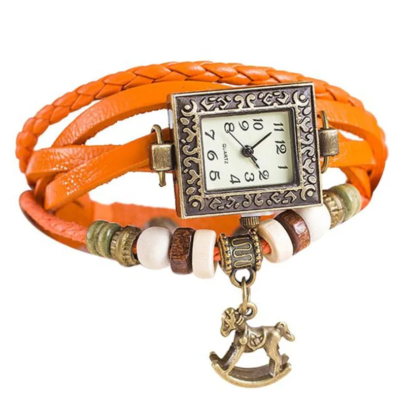 Women's watches casual watches Quartz Weave Around leather watch strap Trojans clock women and bracelet Wrist Watch Reloj M17 (1)