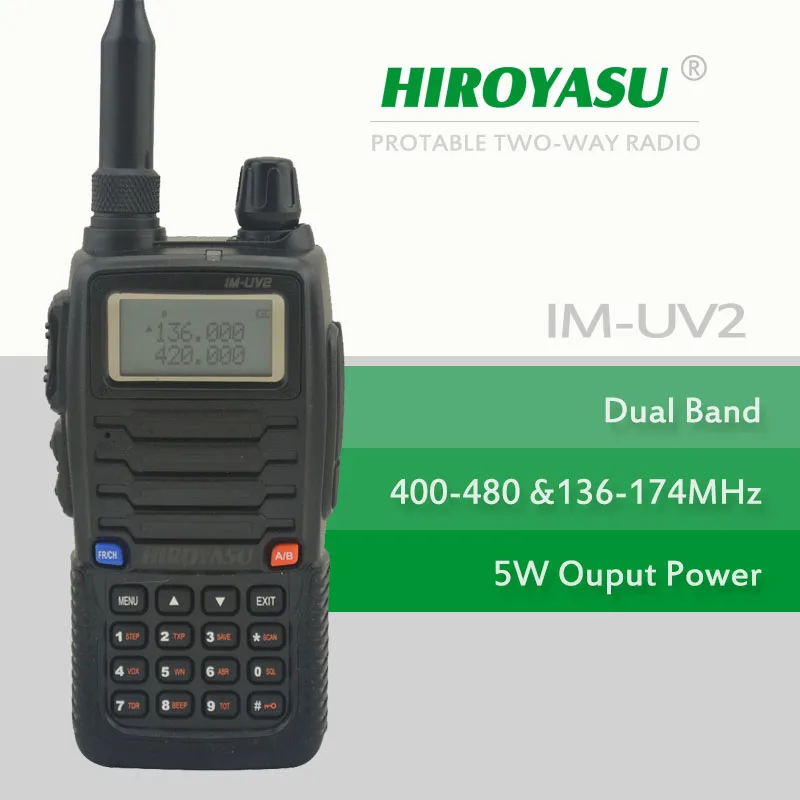 Портативный двухдиапазонный FM-приемопередатчик HIROYASU IM-UV2 136-174 МГц и UHF400-480MHz 5 Вт/4
