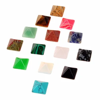 

Druzy 12*12mm Random Stones Natural Picture Black Tiger's Eye Pyramid Hand Polished Chakra Healing Cabochon 24 Pcs