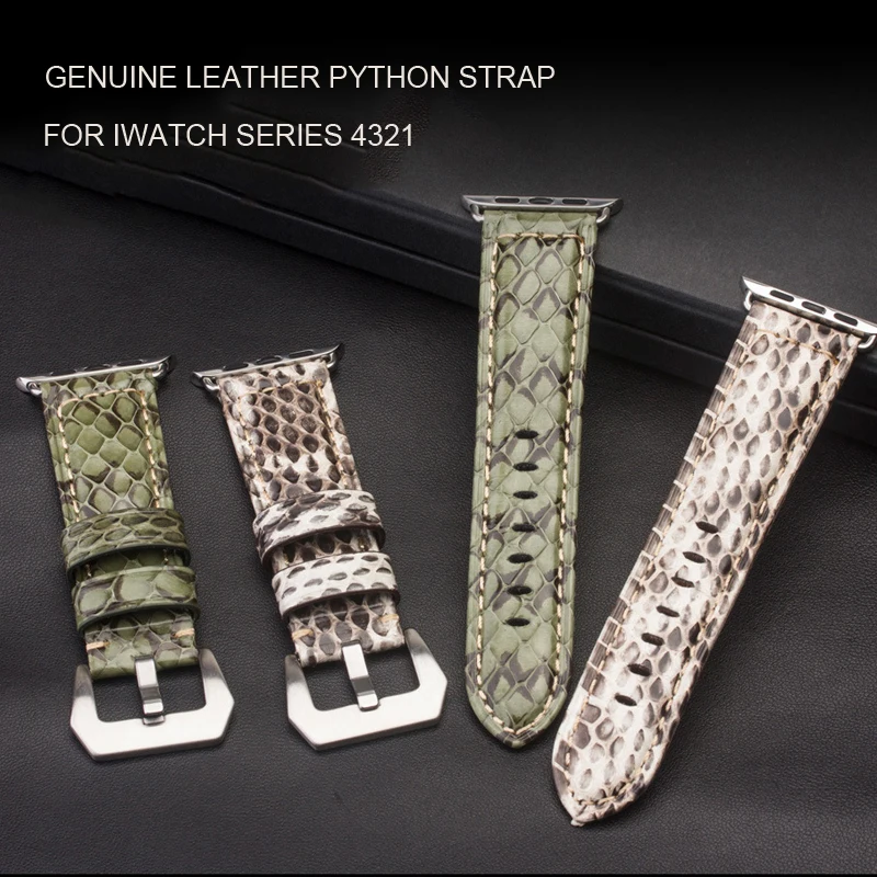 

Luxury Genuine leather python strap For Apple Watch band 4 40mm 44mm Watchband for iwatch series 3 2/1 38mm 42mm Bands