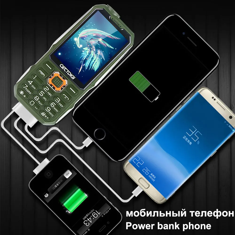 3 sim карты телефон cectdigi T19 3D стерео Динамик Открытый прочный мобильный Запасные