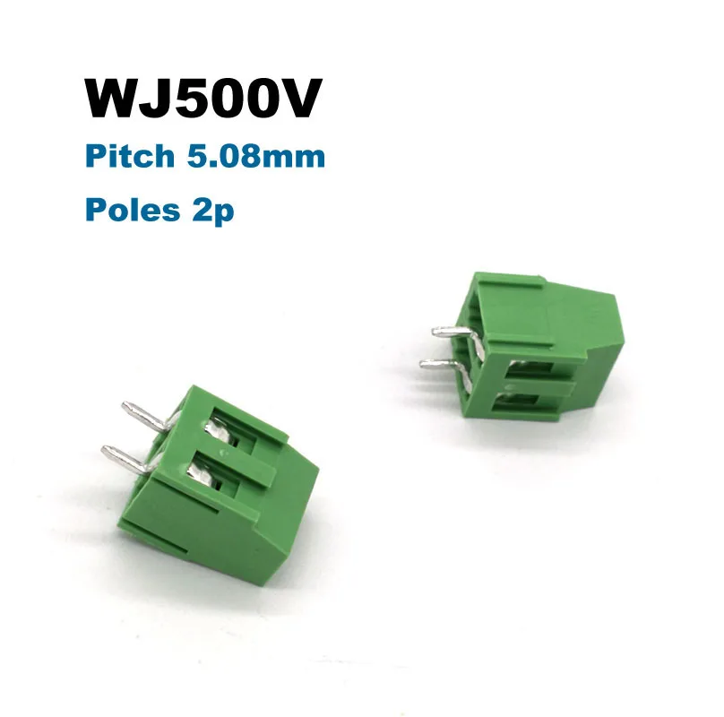 30/50/100 шт. шаг 5 08 мм винт Клеммная колодка коннектор прямой контакт 2P 3P WJ500V блоки