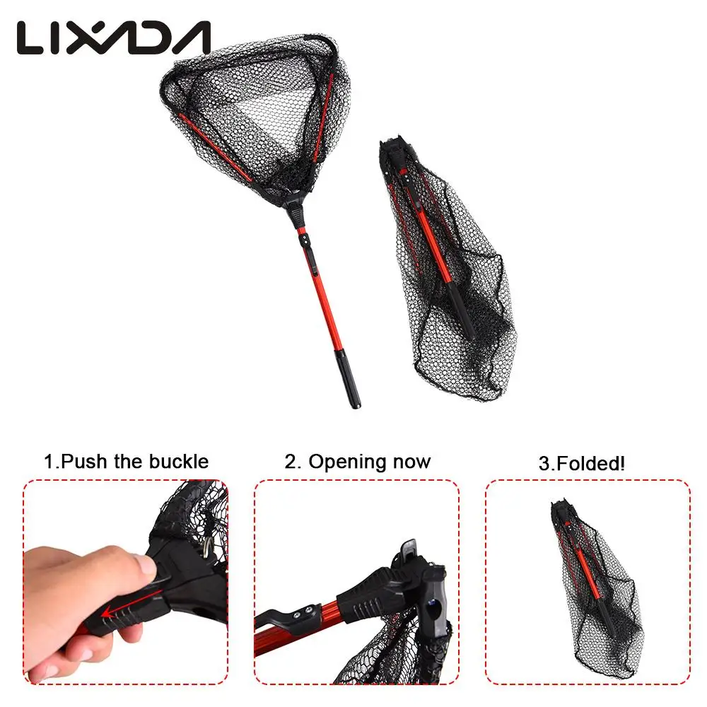 

Aluminum Alloy 80cm Retractable Fishing Net Telescoping Foldable Landing Net Pole Folding Landing Net For Fly Fishing