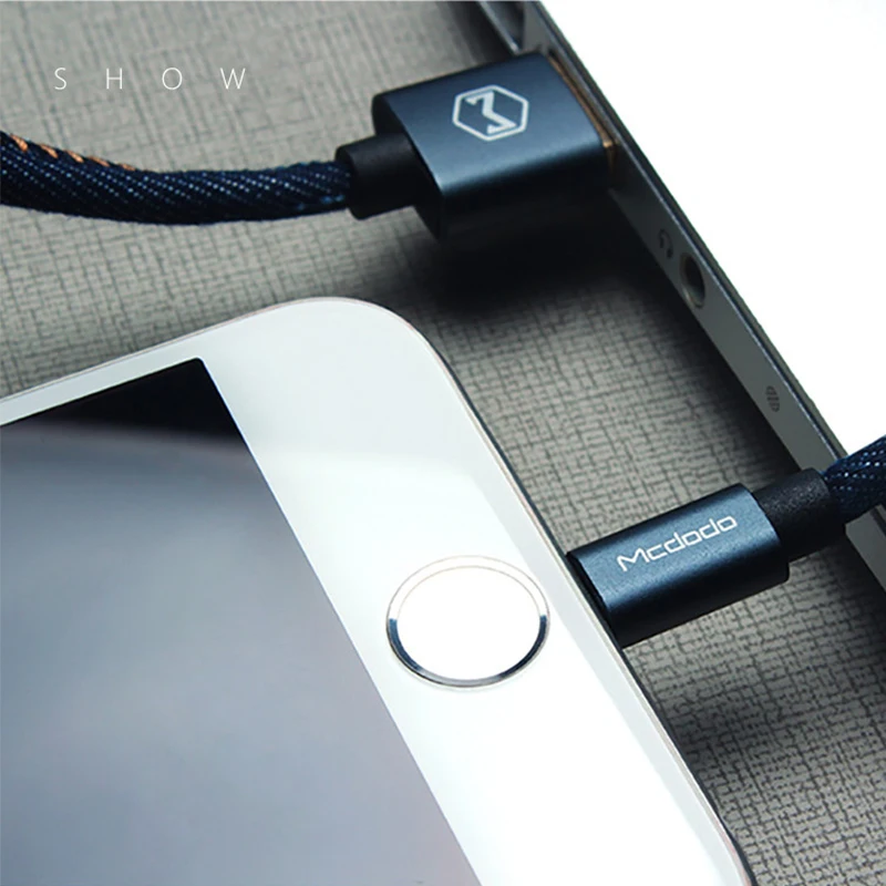 Mcdodo Lightning/USB кабель джинсовый ковбойский стиль кабель для передачи данных для iPhone 7 Plus 8 6 6s 5S iPad Mini Быстрая зарядка для iPhone кабель