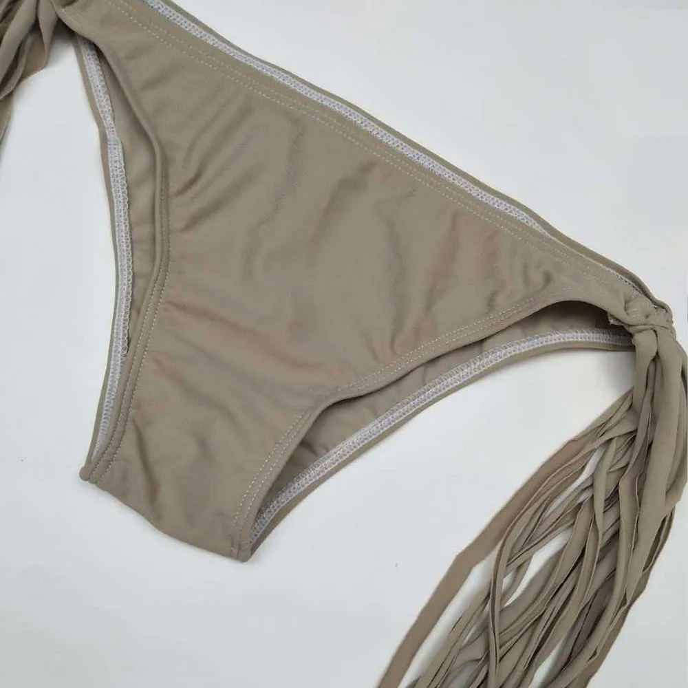 Bikinis Female 2019 Women Swimwear Bikini Tassel Swimsuit Grey Micro Bikini Sexy Bralette Push Up Padded Bra Beachwear (6)