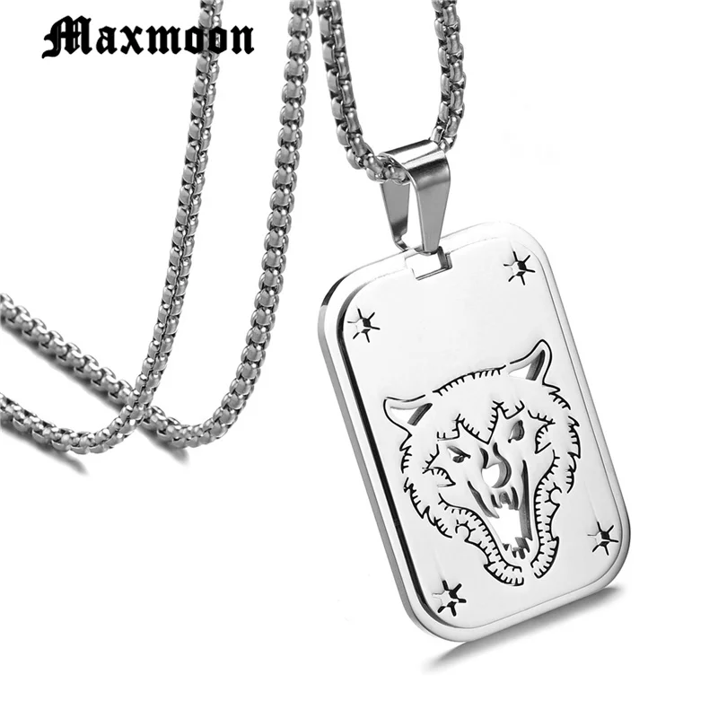 Maxmoon панк 316L нержавеющая сталь новый дизайн Воющий волк кулон ожерелье полый