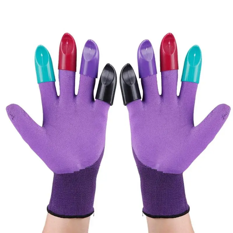 1 пара садовые ПУ Перчатки для копания с 8 ABS пластиковыми кончиками пальцев острые когти