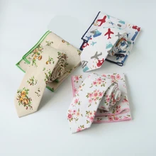 Конопляный хлопок повседневный мужской студенческий корейский вариант Набора галстук карман полотенце корейский стиль мультфильм цвет 6 см галстук