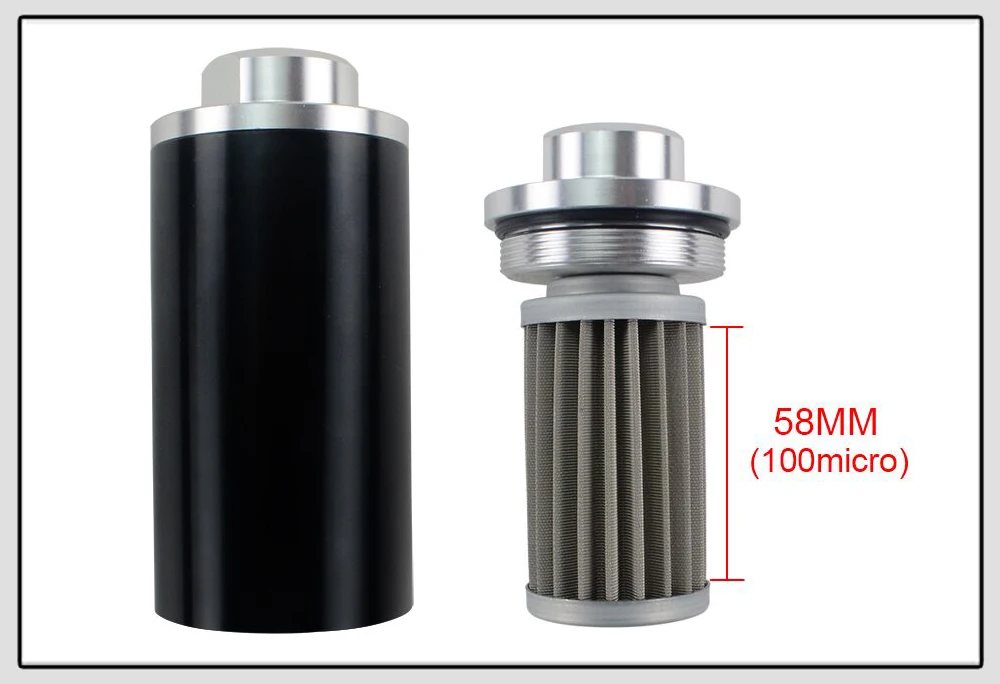 WLR RACING-OD: 58 мм Универсальный Топливный фильтр с 2 шт AN6/AN8/AN10 адаптер фитинги с 100 микрон стальной элемент WLR5573