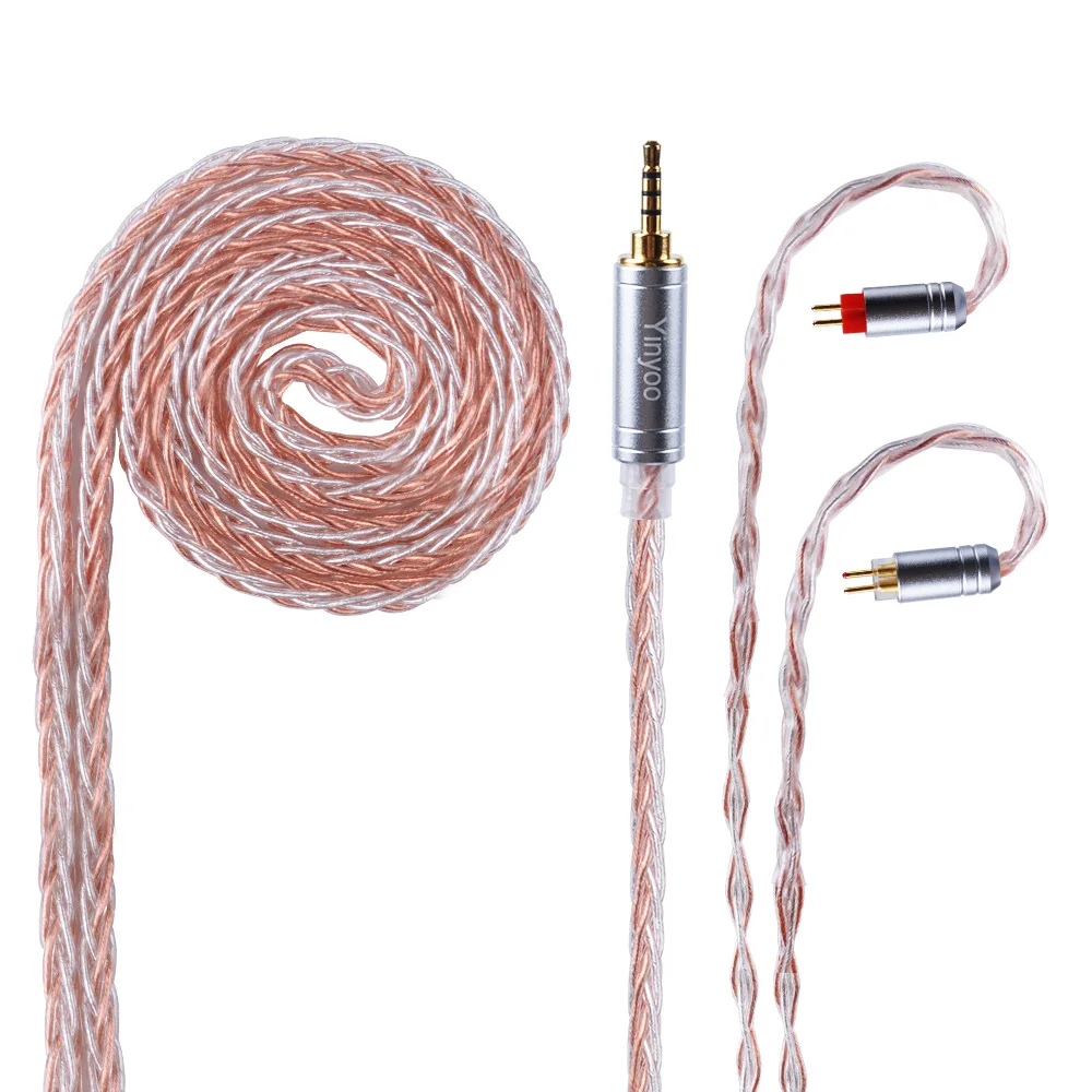 

Yinyoo 8 Core Silver Plated Upgraded Cable 2.5/3.5/4.4mm Balanced Cable With MMCX/2pin Connector For HQ5 HQ6 ZS10 ZS6 ES4