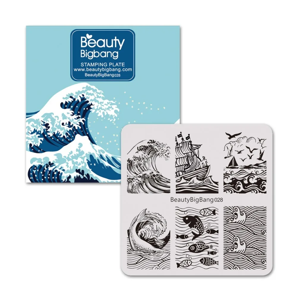 BeautyBigBang 6*6 см тиснение для ногтей дельфин рыба Чайка шаблон дизайн ногтей штамп трафареты шаблонные штампы BBB028