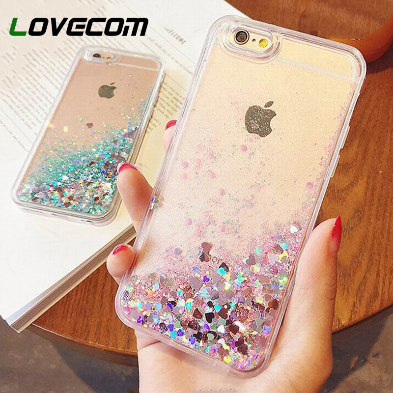 Чехол LOVECOM Love Heart Stars для iPhone XS Max XR X 5 5S 6 6S 7 8 Plus из мягкого ТПУ с зыбучим песком |