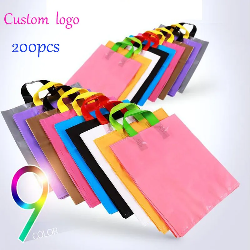 3 size Personalized plastic gift bag with printing logo Boutique Cloth