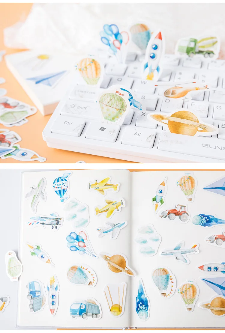 46 шт Kawaii Наклейки с дизайном «самолёт» милые детские канцелярские наклейки s Bullet бумага для журнала стикер для детей DIY Скрапбукинг дневник