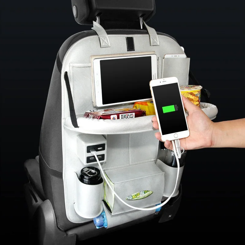 

Car Storage Bag Auto Car Backseat Organizer Auto Car Organizer Backseat Bag Car-Styling Holder Multi-Pocket Seat with USB Ports