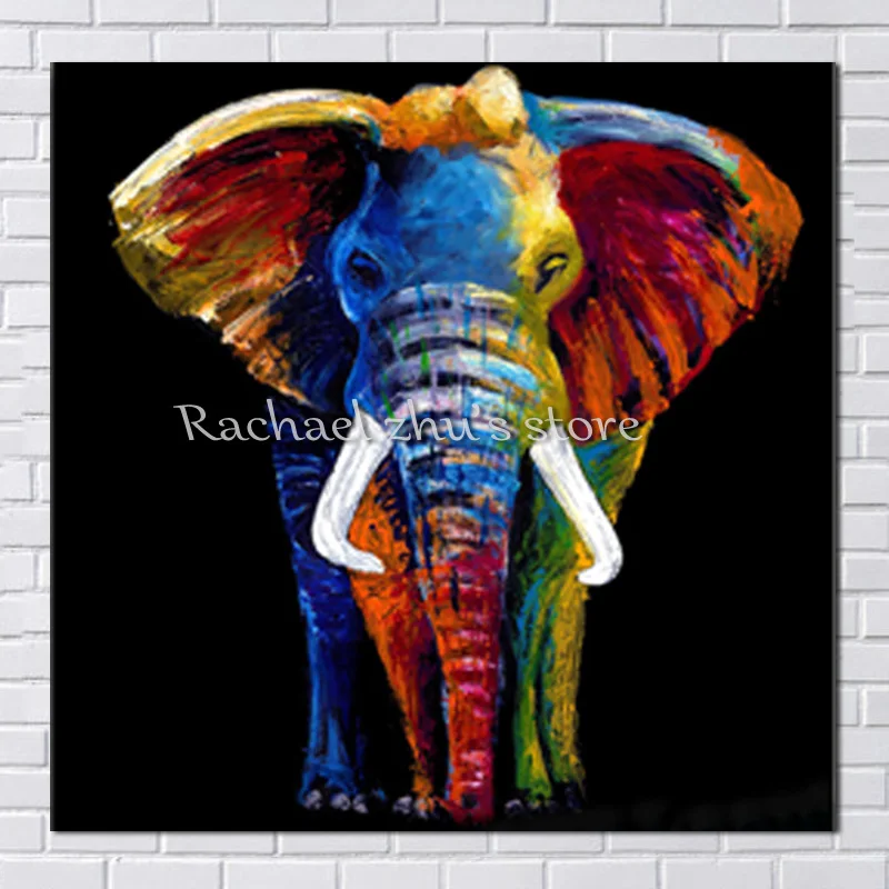 

Modern Handpainted Abstract Colorful Elephant Oil Paintings On Canvas Wall Art Elephant Pictures For Living Room Home Decoration