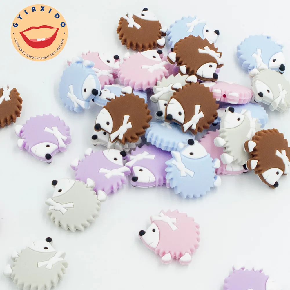 

GYLAXIDO 10pc Mini Hedgehog Teething Silicone Beads Chewable Teething BPA Free